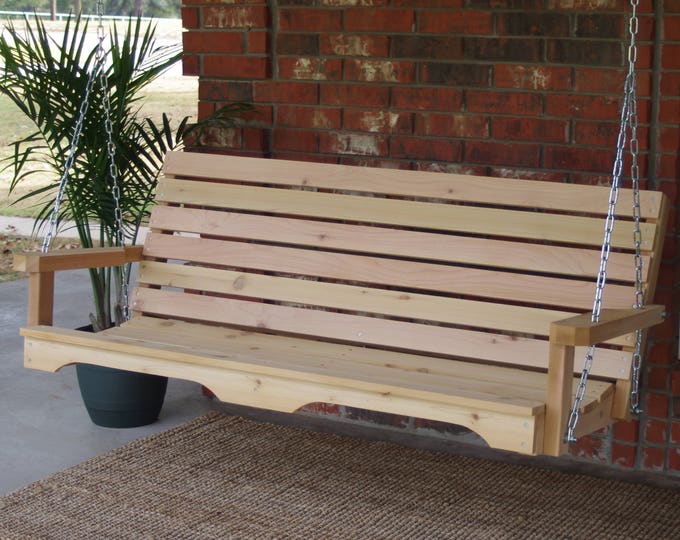 Free Shipping Brand New 4 Foot Cedar Wood Country Style Porch Swing with Hanging Chain