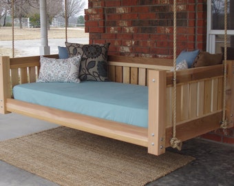 Brand New Cedar Daybed Swing in Victorian style, Queen Size Swinging Bed with Hanging Chain or Rope - Free Shipping