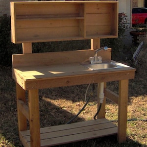 Brand New 4 Foot Ultimate Cedar Potting Bench with Sink - Free Shipping