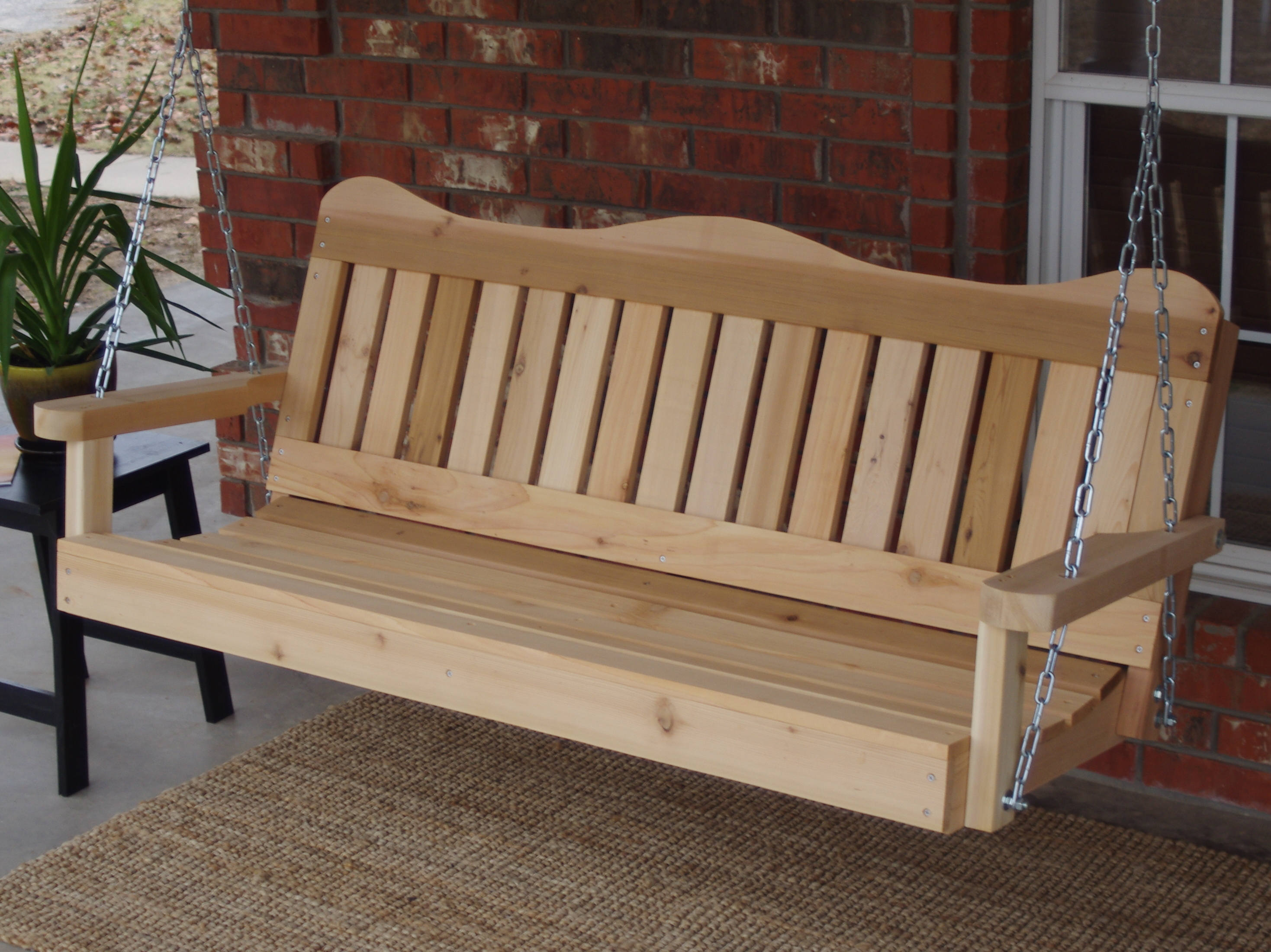 Free Shipping Brand New 4 Foot Cedar Wood Country Style Porch Swing with Hanging Chain