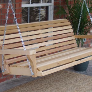 Brand New 7 Foot Cedar Wood Classic Porch Swing with Hanging Chain - Free Shipping