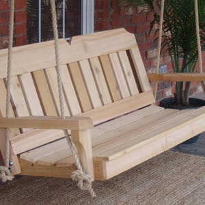 Brand New 7 Foot Cedar Wood Victorian Porch Swing with Hanging Rope - Free Shipping