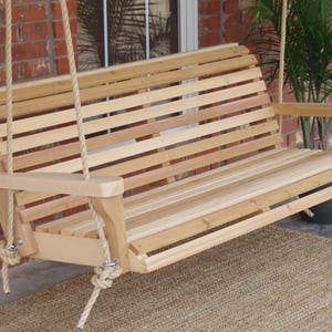Brand New 5 Foot Cedar Wood Classic Porch Swing with Hanging Rope - Free Shipping