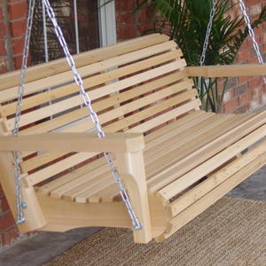 Brand New 4 Foot Cedar Wood Contoured Classic Porch Swing with Heavy Duty Chain - Free Shipping