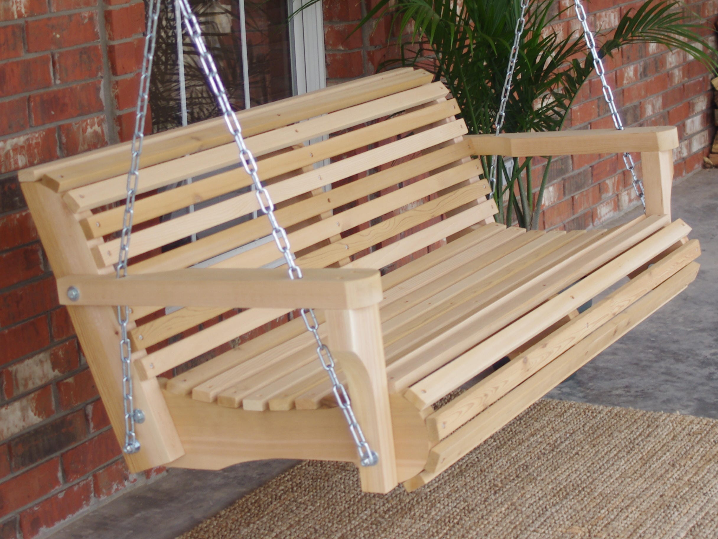 Free Shipping Brand New 4 Foot Cedar Wood Country Style Porch Swing with Hanging Chain