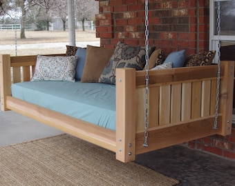 Brand New Cedar Daybed Swing in Victorian style, Twin Size Swinging Bed with Hanging Chain or Rope - Free Shipping