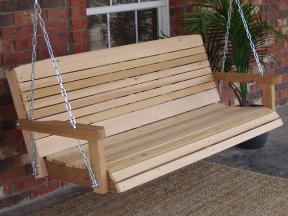 Brand New 5 Foot Cedar Wood Colonial Porch Swing With Heavy Duty Chain Free Shipping Etsy