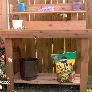 Brand New 4 Foot Deluxe Cedar Potting Bench with Upper Shelf - Free Shipping