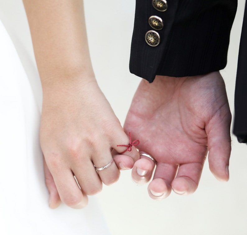 Red String of Fate Simple Ring Band Ribbon Ring Allergy Etsy