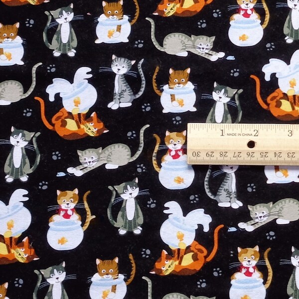 Catnip Mat Cat Blanket Cats Playing in Fish Bowl Reversible Refillable Gift Gray