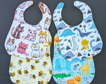 New Baby Bibs Gifts Animals Girl Boy, Lined