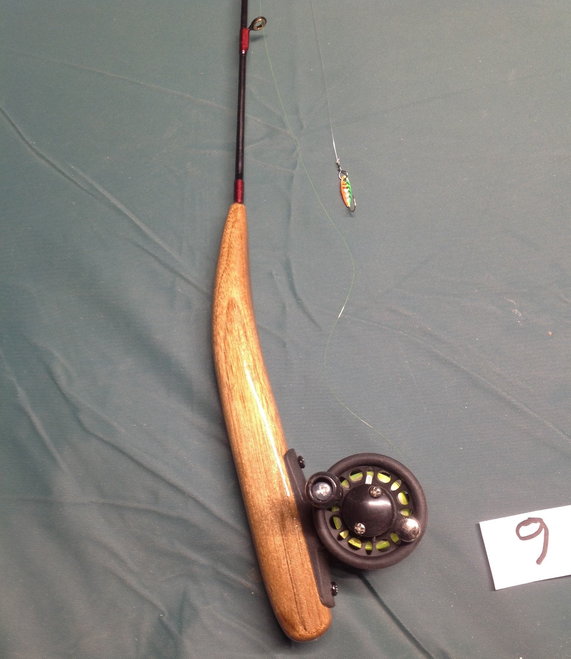 Custom Made Ice Fishing Rod black walnut wood handle w/ black Etsy