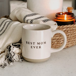 Best Mom Ever Coffee Mug Stoneware Coffee Mug for Mom Birthday, Baby Shower, Mother's Day Gift for Moms Dishwasher Safe Mug image 4