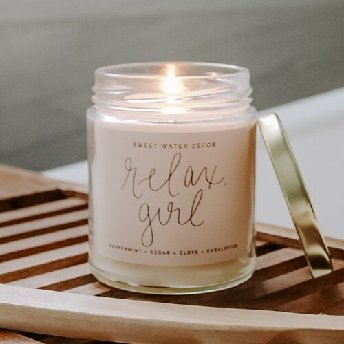 Relax Girl Candle Funny Candle Relaxing Handmade Soy Etsy