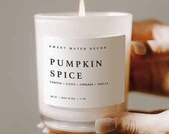 Pumpkin Spice Soy Fall Candle - Autumn Fall Scented Candle - Thanksgiving Fall Home Decor - Pumpkin, Cloves, Cinnamon, Vanilla Autumn Candle