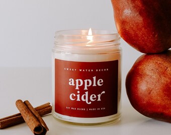 Apple Cider Candle | Fall Jar Candle, Fall Candles, Essential Oil Soy Candle, Autumn Candle, Apple Scented Candle, Apple Cider Candle