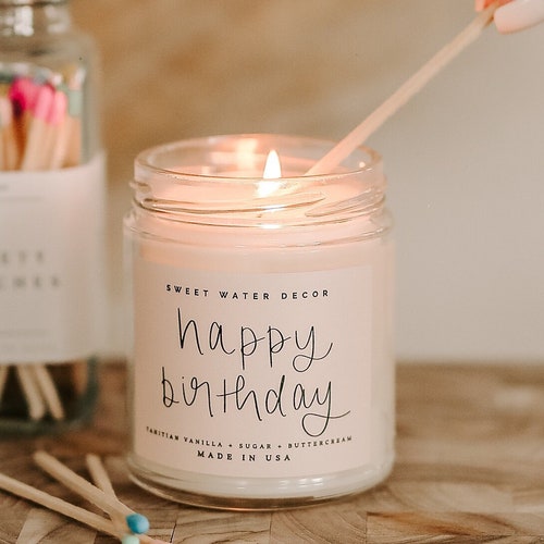Happy Birthday Candle Birthday Candle Mason Jar Candle Etsy