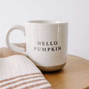 Hello Pumpkin Stoneware Coffee Mug | Fall Coffee Mug | Fall Tea Cup | Rustic Mug | Birthday Gift | Christmas Gift | Fall Lover Gifts | PSL