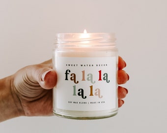 Fa La La La Soy Candle | Hot Cocoa + Peppermint Candle, Mint Chocolate Candles, Holiday Scented Candles, Christmas Candle, Winter Candles