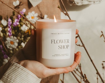 Flower Shop Soy Candle - Floral Scented Candle for Home - Tan Matte Jar, 70+ Hour Burn Time, Made in the USA