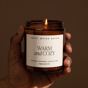Warm and Cozy Candle - Soy Christmas Candle - Christmas Decor, Christmas Gifts for Her - Orange, Cinnamon, Clove, Pine Scented Winter Candle