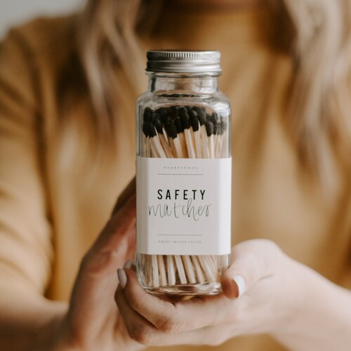 Black Safety Matches Glass Jar Match Striker Apothecary Etsy
