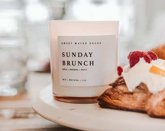 Sunday Brunch Soy Candle - Apple, Cinnamon, Maple, Bourbon, Vanilla Candle For Home - 50+ Hour Burn Time, Made in the USA