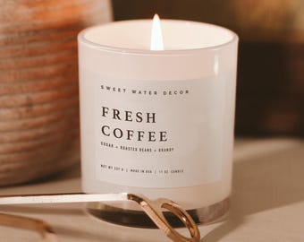 Fresh Coffee Candle - Soy Coffee Scented Candle for Home - Coffee Lover Gift - Cozy Home Decor, Coffee Bar Decor - Roasted Coffee Beans