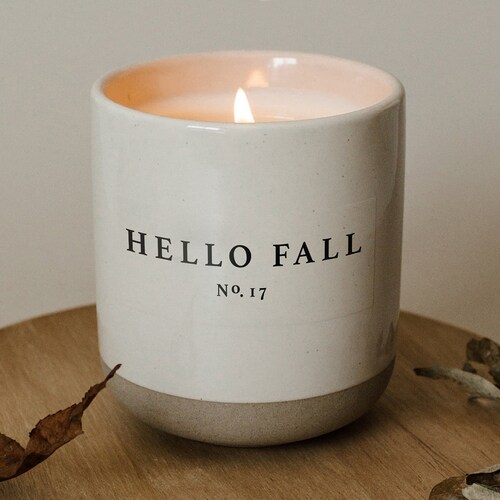 Hello Fall Soy Candle Amber Jar Scented Candles Fall Etsy