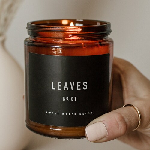 Hello Fall Soy Candle Amber Jar Scented Candles Fall Etsy