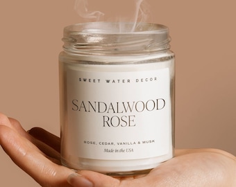 Sandalwood Rose Soy Candle | Amber, Vanilla and Rose Scented Candle | Sandalwood Candle | Rose Candle | Complex Candle | Aromatherapy Candle