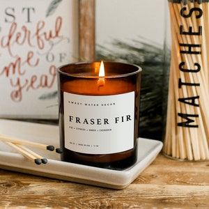 Fraser Fir Large Amber Jar Soy Candle | Christmas Tree Candle | Christmas Candles | Cinnamon Candle | Forest Candle | Christmas Candle