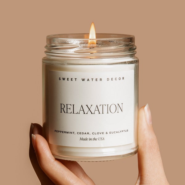 Relaxation Soy Candle | Eucalyptus and Peppermint Candle | Relaxing Spa Candle | Stress Relief Candle | Aromatherapy Candle | Natural Candle