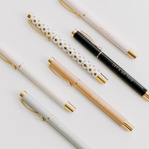 Inspirational Metal Pen Set | Neutral and Stylish Desk Decor and Office Accessories for Women | Graduation and New Job Gifts for Her