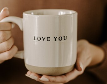 Love You Stoneware Coffee Mug, Valentine's Day Gift For Her and Him, Dishwasher and Microwave Safe Mug