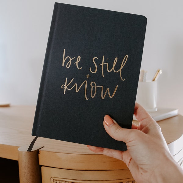 Be Still And Know Fabric Cover Journal | Psalm 46:10 Inspirational Prayer Notebook | Bible Journaling | Desk Accessories | Prayer Journal