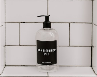 Conditioner Dispenser 16 oz Clear Plastic Refillable | Clear Bathroom Soap Bottles with Pump | Shower Bottle Set | Refill Conditioner Bottle