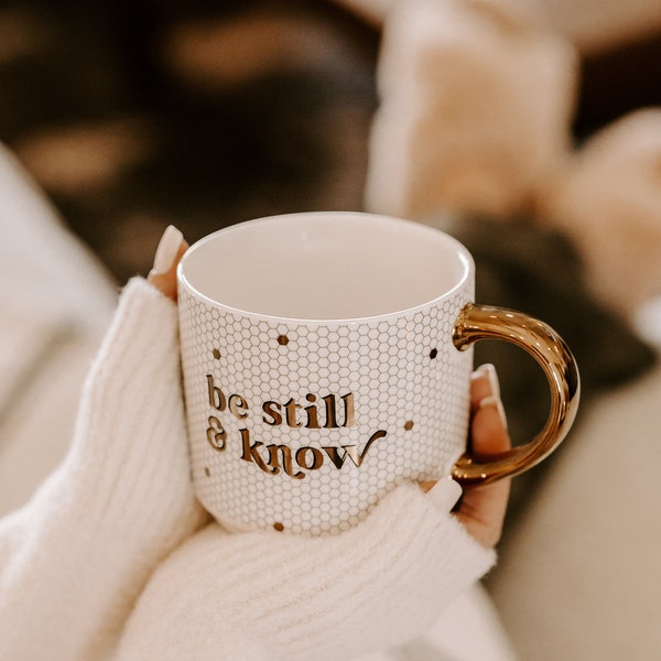 Be Still and Know Tile Coffee Mug | Bible Vese Mugs | Positive Mugs for Women | Inspirational Mugs | Encouraging Gift | Psalm 46:10 Verse