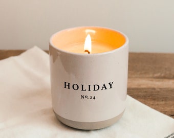 Holiday Soy Candle | Stoneware Candle | Christmas Candle | Citrus, Cloves, Pine Scented Candle | Holiday Candle | Christmas Gift | Farmhouse