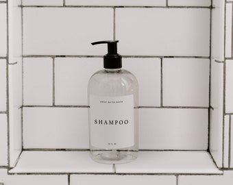 16oz Clear Plastic Shampoo Dispenser- White Text Label