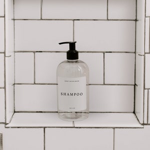 16oz Clear Plastic Shampoo Dispenser- White Text Label
