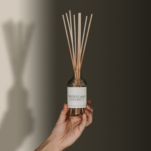 Mango and Coconut Reed Diffuser | Essential Oil Diffuser | Coconut Scented Candle | Tropical Reed Sticks Scent Diffuser | Room Fragrance