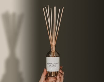 Mango and Coconut Reed Diffuser | Essential Oil Diffuser | Coconut Scented Candle | Tropical Reed Sticks Scent Diffuser | Room Fragrance