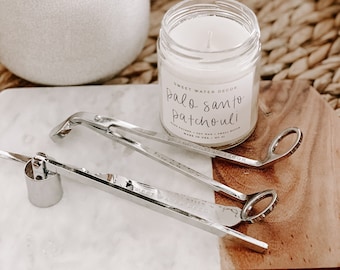 Silver Candle Care Kit | Wick Trimmer, Candle Snuffer and Wick Dipper Set | Candle Accessories | Housewarming Gift | Home Decor | Extinguish