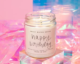 Happy Birthday Candle | Birthday Candle | Mason Jar Candle | Birthday Gift Candle | Vanilla Scented Candle | Soy Wax Candle | Pink Candle