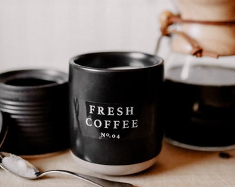 Fresh Coffee Soy Candle | Black Stoneware Jar Candle | Coffee Scented Candle | Fresh Brewed Coffee Candle | Coffee Non-Toxic Soy Candle