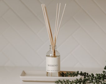 Weekend Reed Diffuser | Amber and Moss Reed Essential Oil Diffuser | Room Fragrance for Men | Citrus Scented Oil Diffuser | Air Freshener