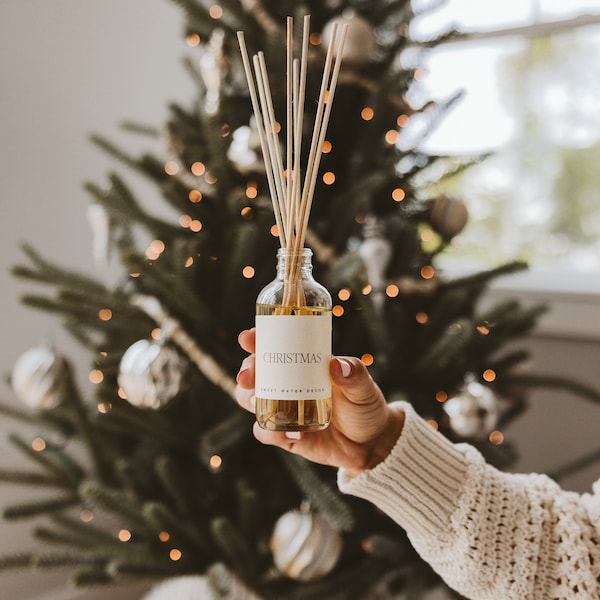 Christmas Reed Diffuser | Pine Scented Oil Diffuser Bottle | Holiday Scented Reed Sticks | Essential Oil Diffuser | Holiday Room Fragrance