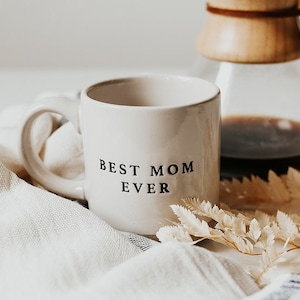 Best Mom Ever Coffee Mug Stoneware Coffee Mug for Mom Birthday, Baby Shower, Mother's Day Gift for Moms Dishwasher Safe Mug image 1