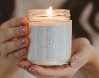 Salt and Sea Soy Candle: Beach House Coastal Decor